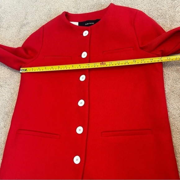 Zara red button front long sleeve jacket coat Sz M - Picture 8 of 10